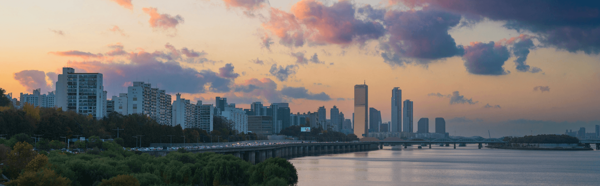 evening skyline in Asia
