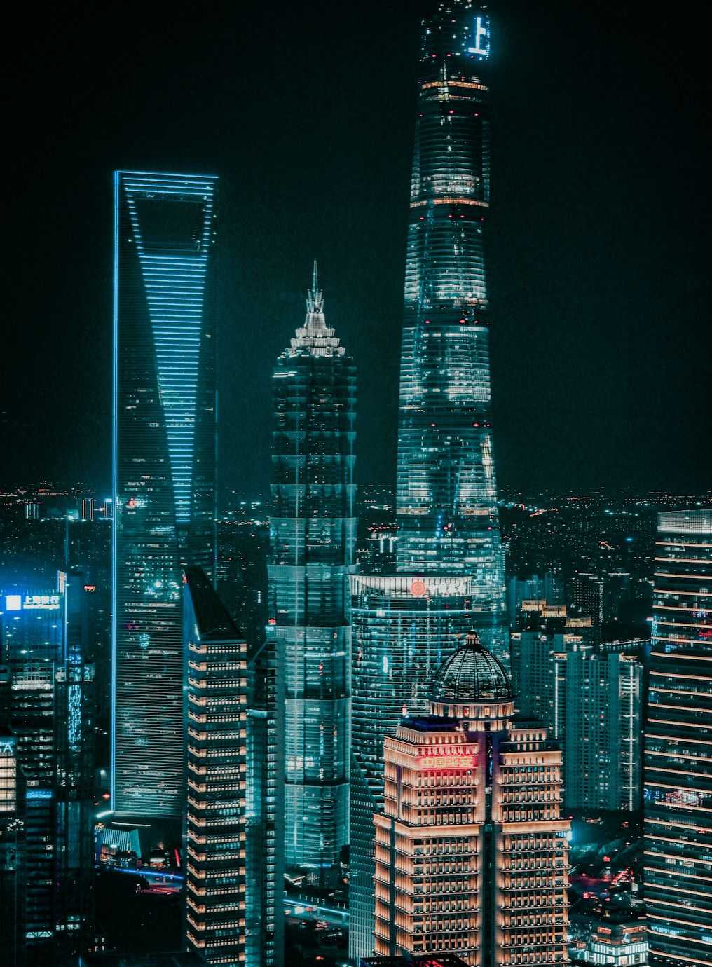 Skyscrapers at night